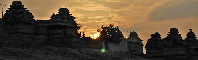 Hampi ruins at sunset